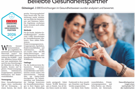 Das OptimaMed Rehazentrum Aspach ist Top-Gesundheitspartner 2026