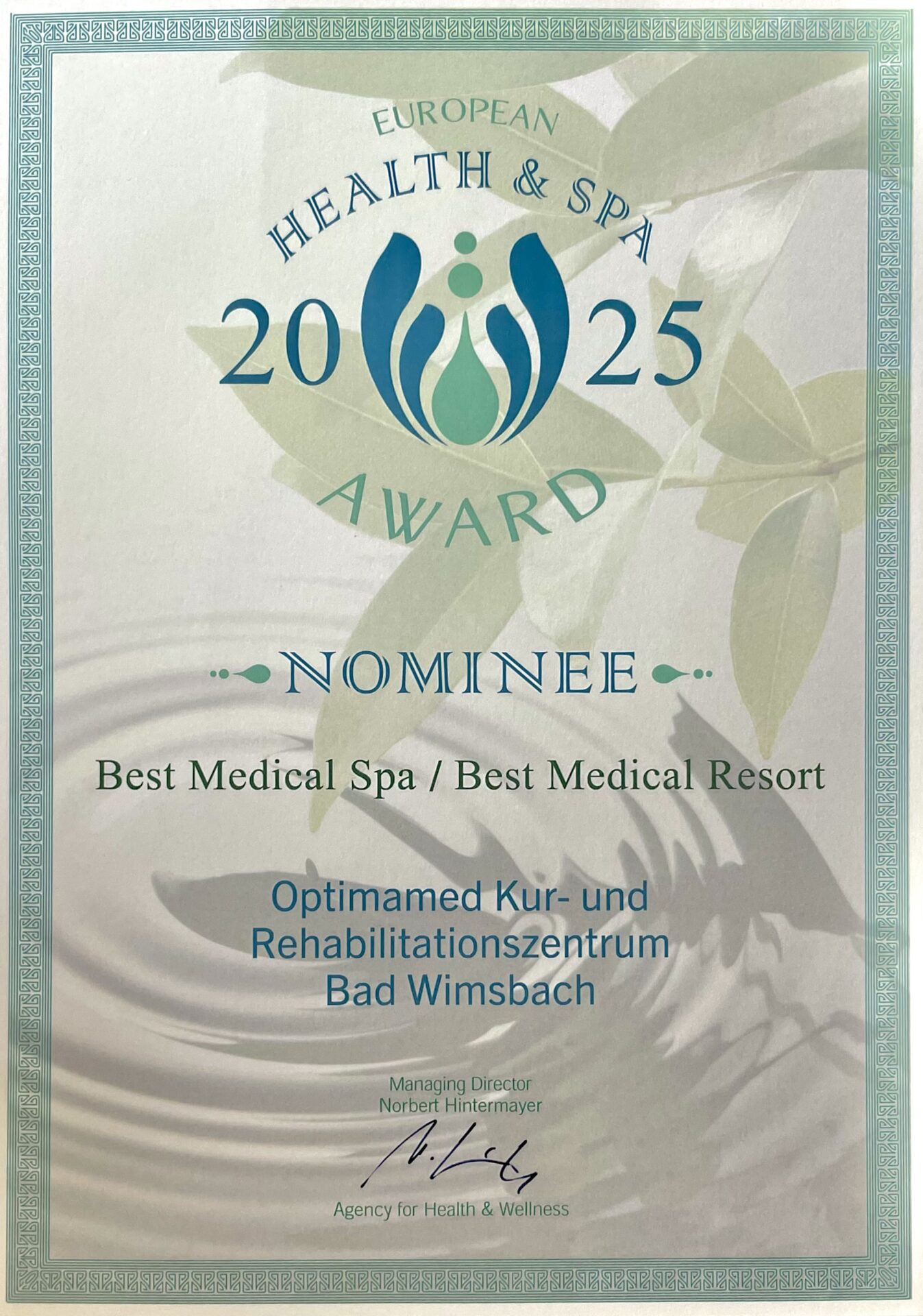 Health and Spa Nominierung 2025 Health and Spa Nominierung 2025
