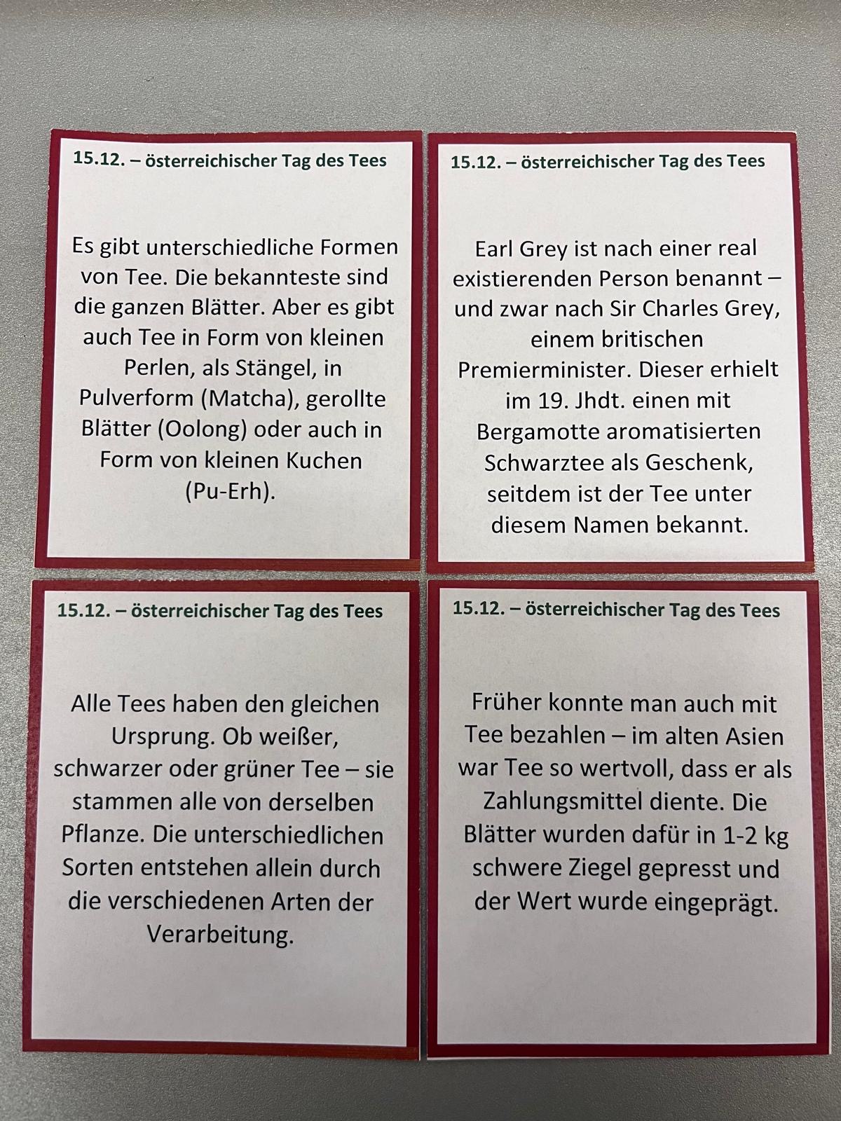 Infotafeln zum “Tag des Tees” Infotafeln zum "Tag des Tees"