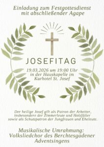 Einladung zum Festgottesdienst am Josefitag Einladung zum Festgottesdienst am Josefitag